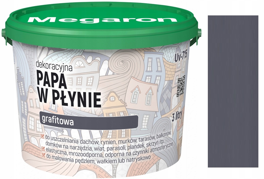 MEGARON PAPA W PŁYNIE DEKORACYJNA GRAFITOWA 3L