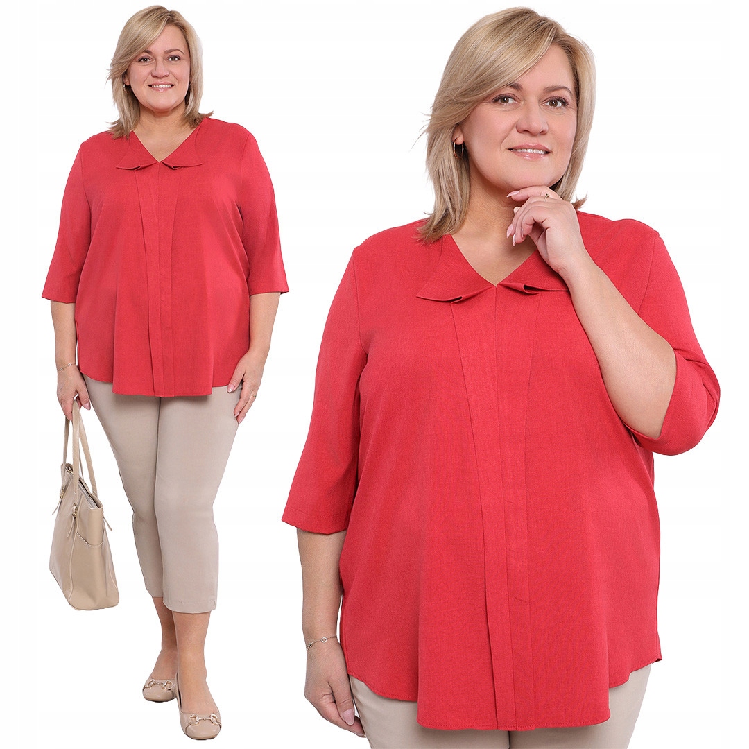 Lněná volná halenka s intenzivní červenou barvou 58