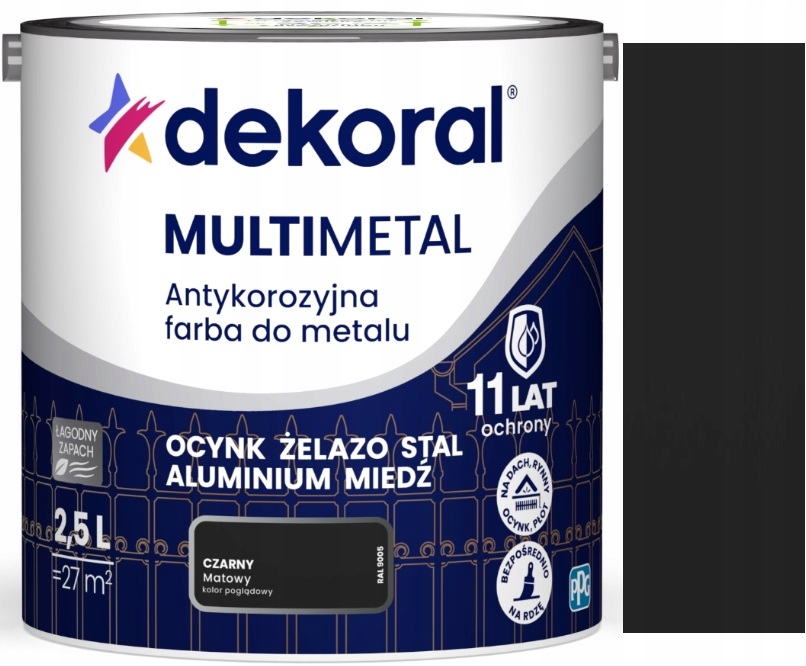 Dekoral Multimetal Farba Antykorozyjna Do Metalu Czarny Ral 9005 2.5L