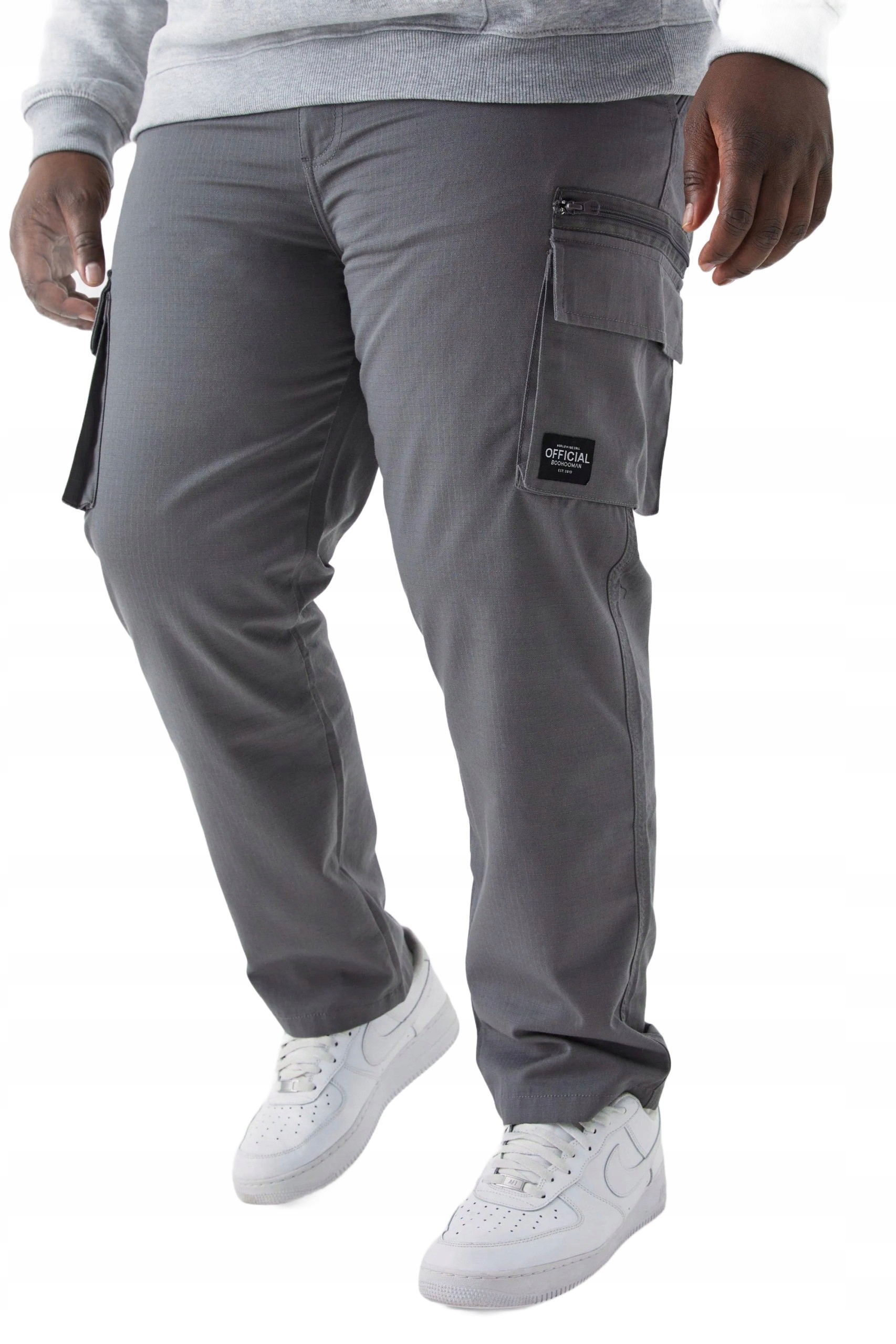 Boohooman Šedé Pánské Casual Kalhoty Kapsáče S Kapsami 44 Z3A