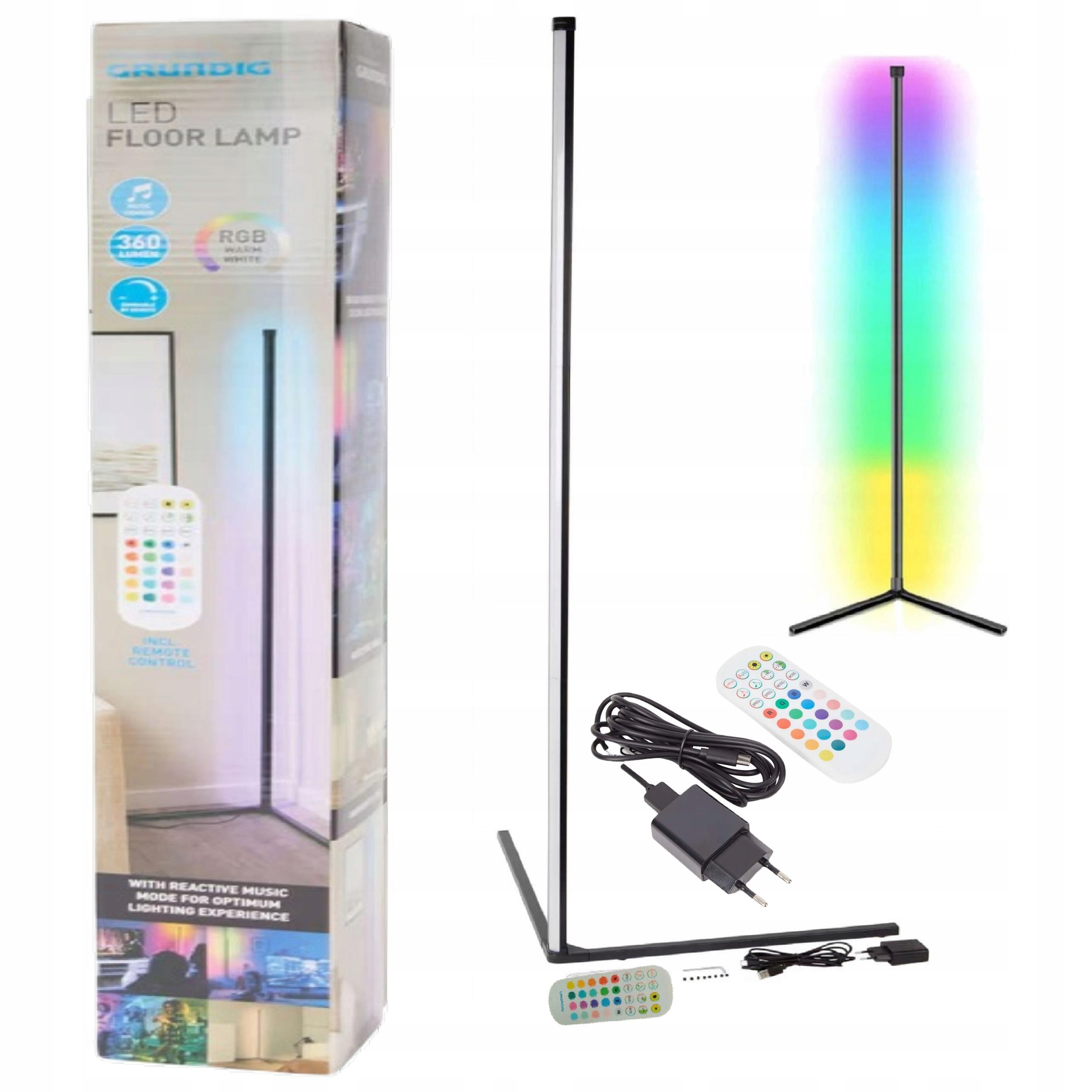 Rohová podlahová Led lampa Grundig Rgb Music Sensor Color 140 cm diaľkový ovládač