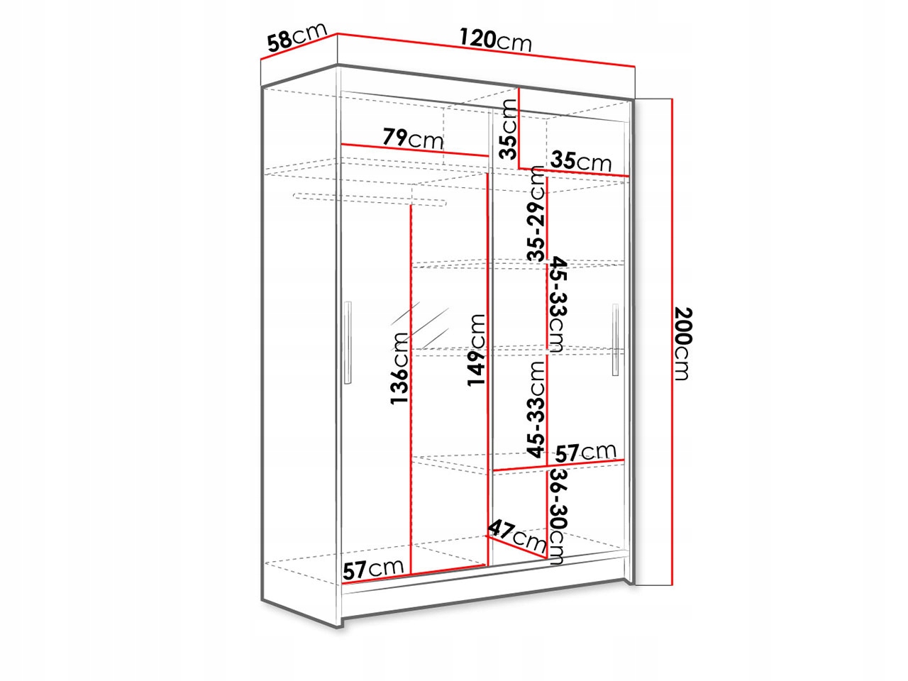SZAFA UBRANIOWA Aldo VI Przesuwna Pojemna Meble Liczba szuflad brak informacji