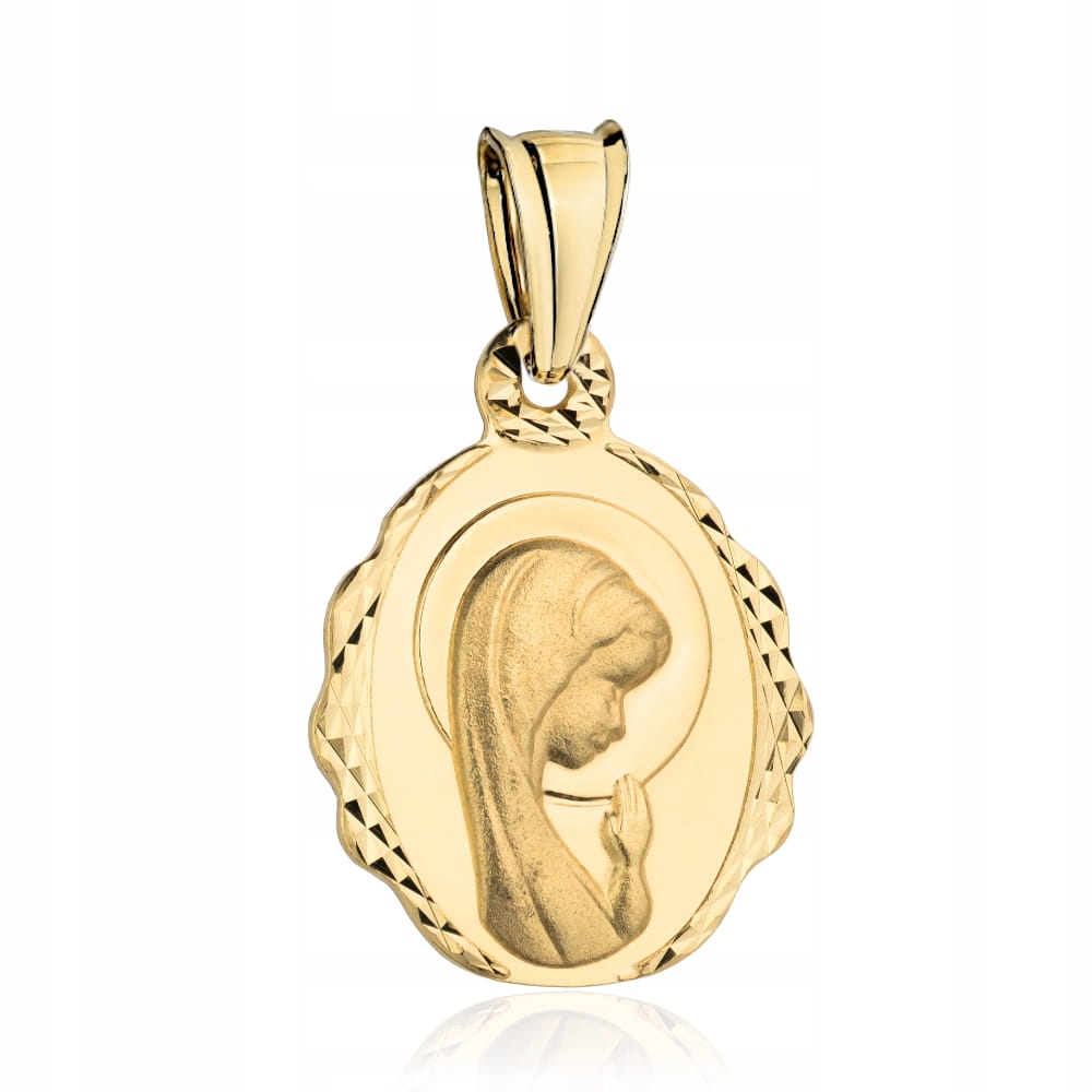 Zlatý Medailonek Matka Boží 585 Diamantování 1.29 g