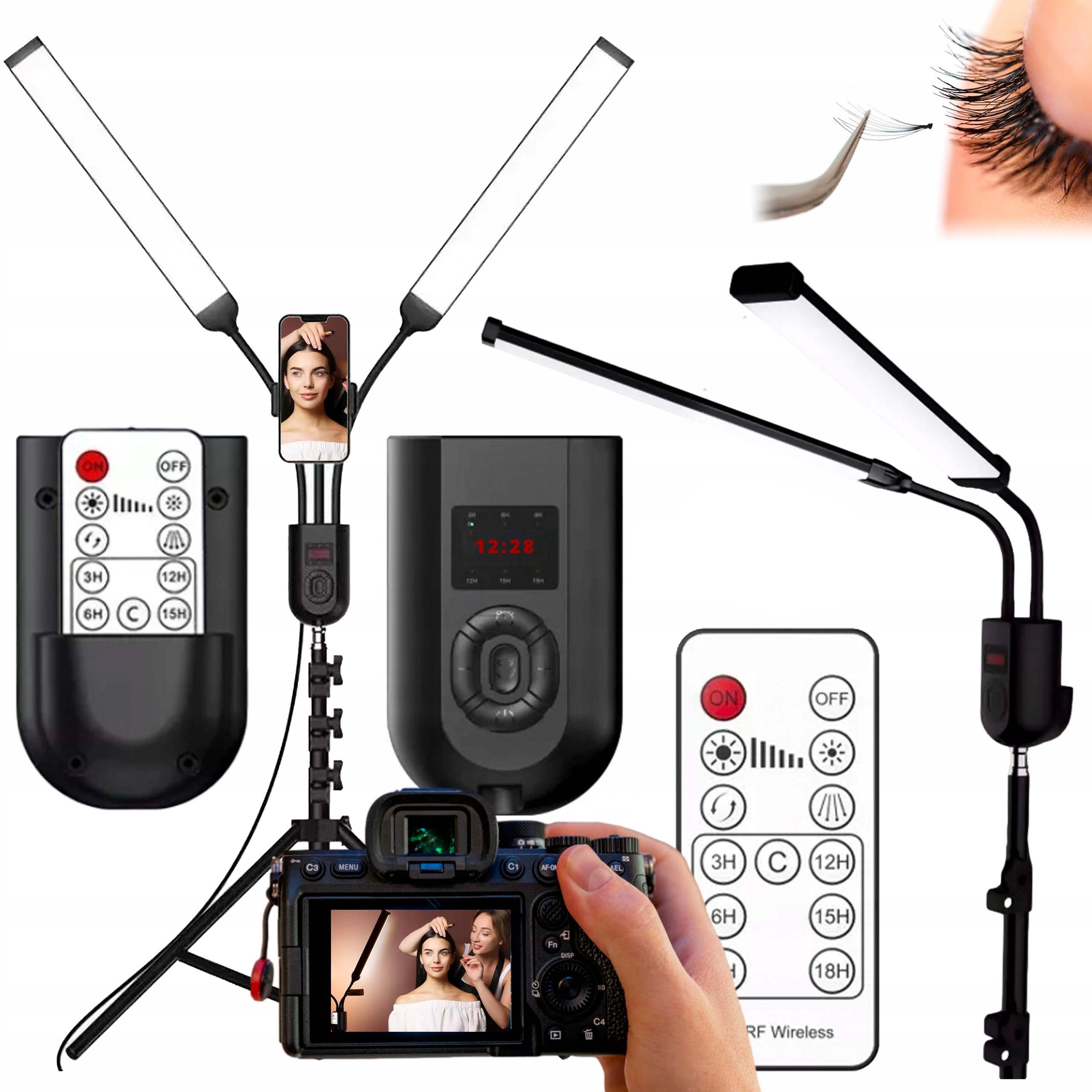 Podlahová Kosmetická Lampa Univerzální, Nastavitelná, Stojící, Pro Led Řasy, 24W