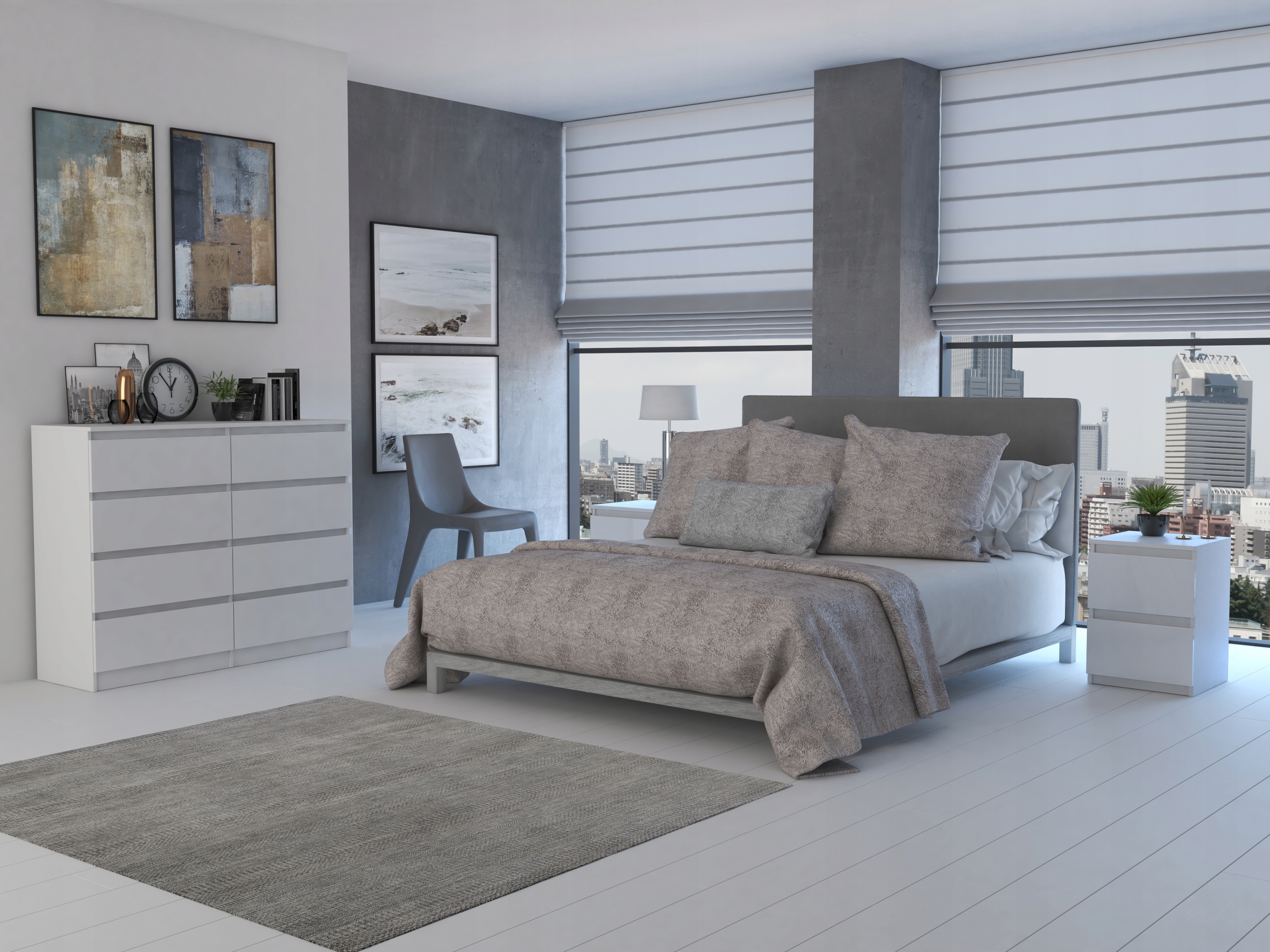 DUŻA KOMODA SZAFKA 8 SZUFLAD 120CM * KOLOR BIAŁY Kolor frontów biały