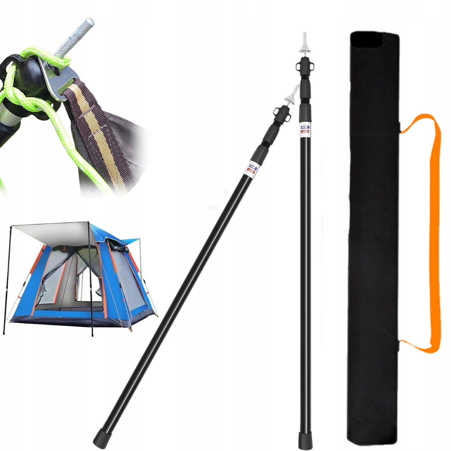 2Szt Słupki Regulowane Do Hammocka I Tarpu Stabilne Podstawki Gumowe