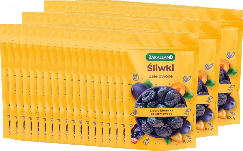 Śliwka suszona Bakalland naturalna całe owoce 100 g x54