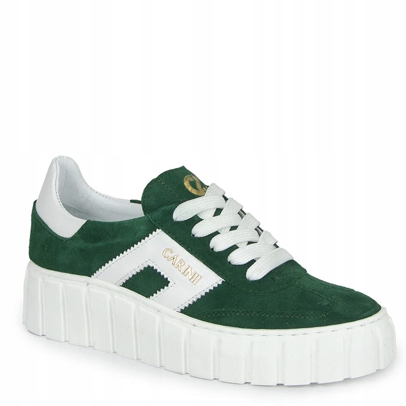 Carinii B10013 Bílo Zelené Kožené Tenisky 36