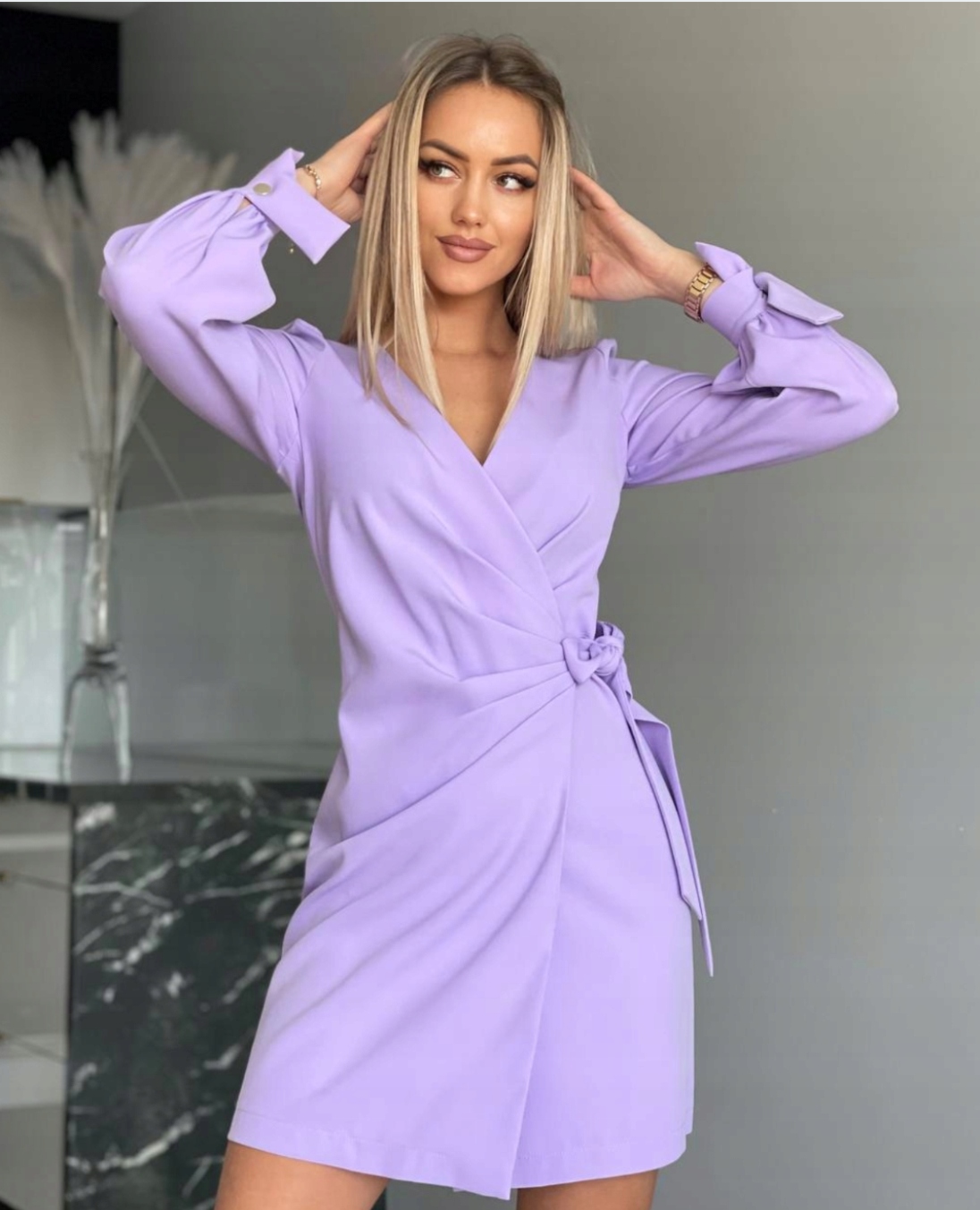 Šaty Zeštíhlující převázaná na přijímání Vřes/Lila L