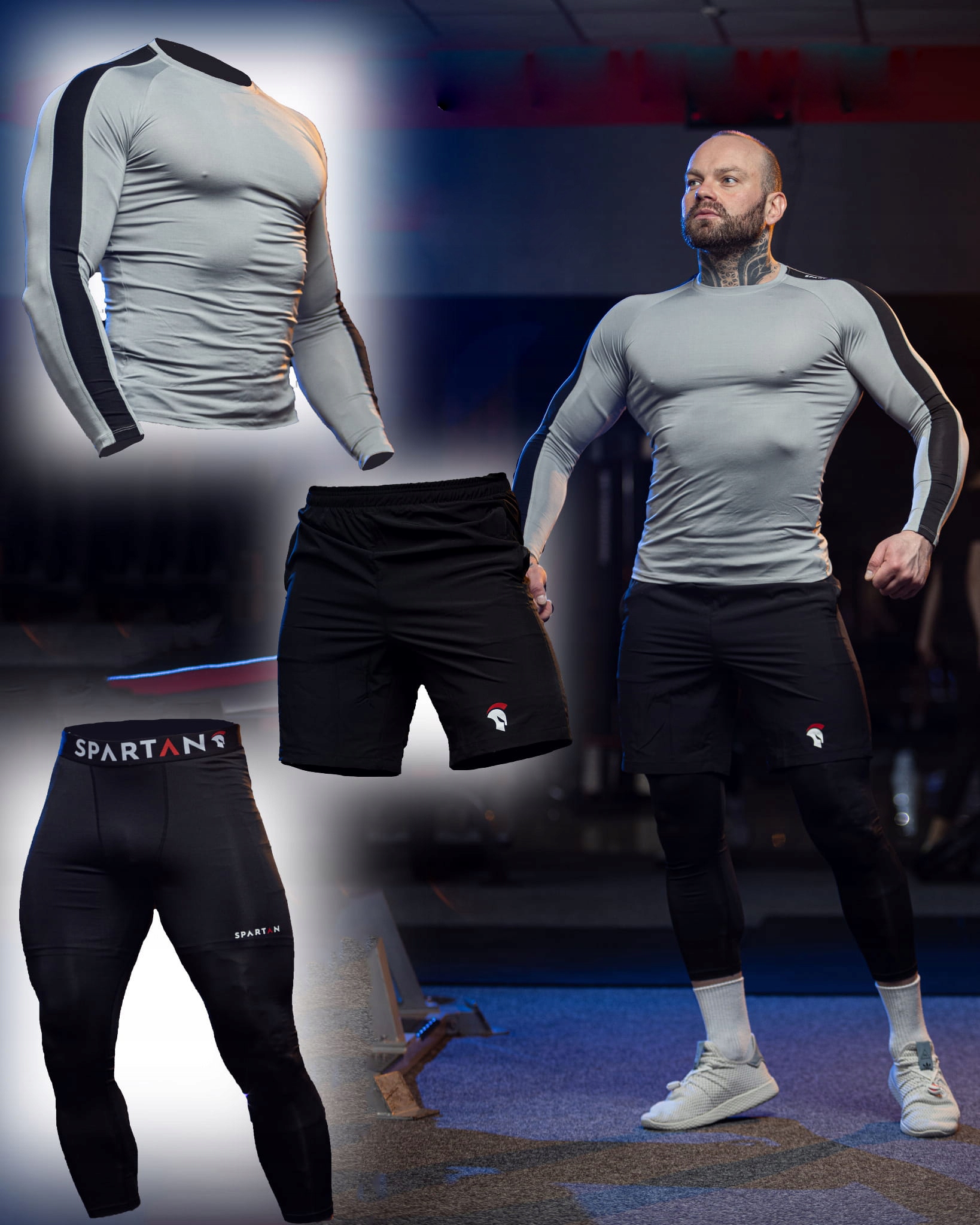 ODZIEŻ KOSZULKA SPODNIE SPODENKI Termoaktywna SPORTOWA TRENINGOWA MĘSKA 3w1 Rozmiar L