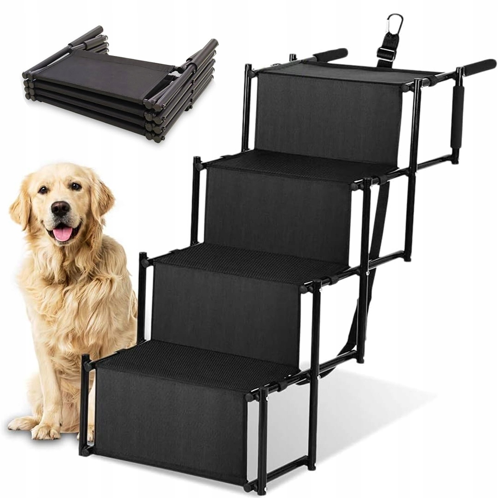 Levně Schůdky Pro Psa Do Auta Schody Plošina 4 Stupně Stabilní Skládací