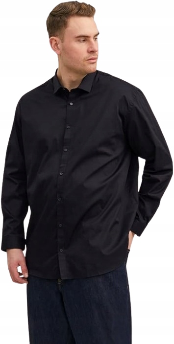 Jack&amp;jones Plus Size Pánská Elegantní Černá Košile S Knoflíky 5XL J9B