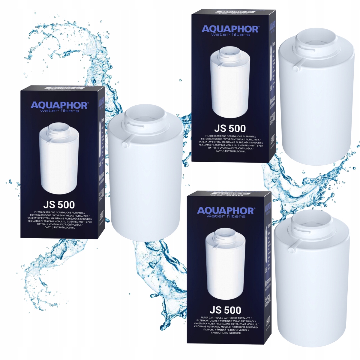 Wkłady do dzbanka filtrującego Aquaphor, trzy wkłady filtrujące JS500