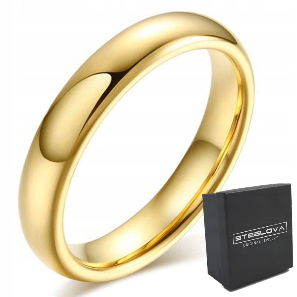 KLASYCZNA ZŁOTA OBRĄCZKA Z WOLFRAMU 4 MM