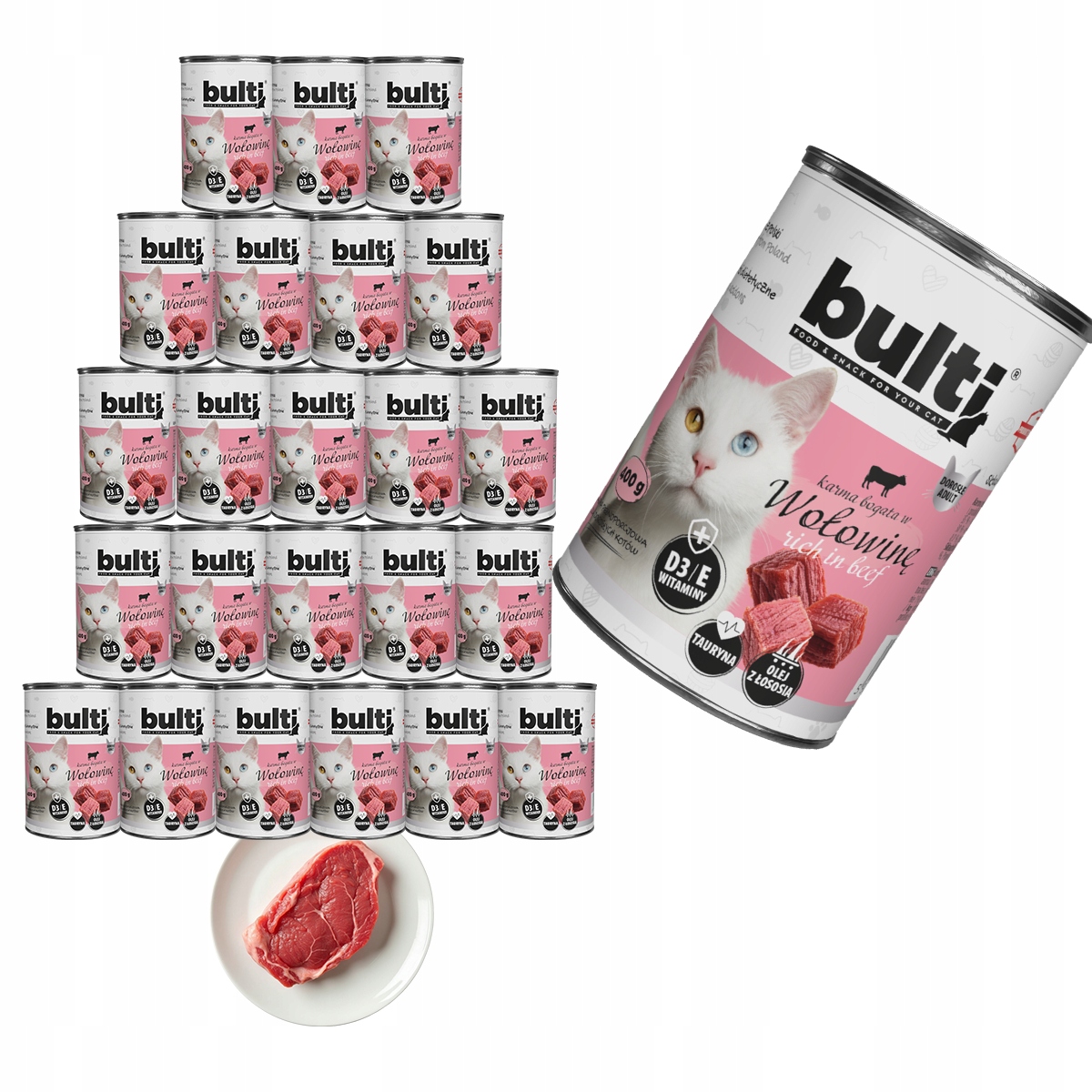 Levně Bulti Pro Kočky Krmivo Konzerva luncheon meat s hovězím masem Set 24x400g