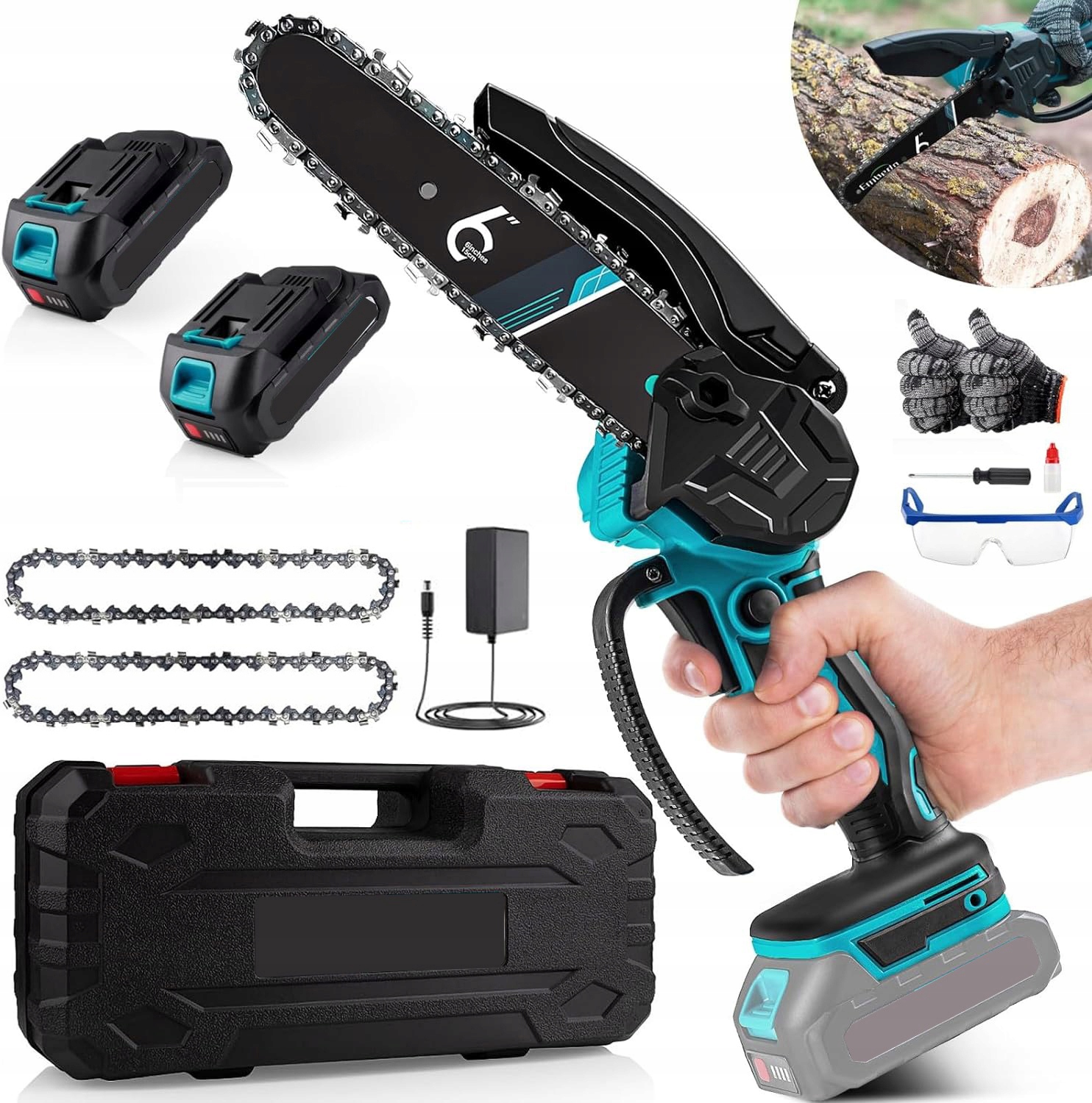 Akumulátorová Elektrická Řetězová Pila Lehká Přenosná Mini 6 Palců +2AKU