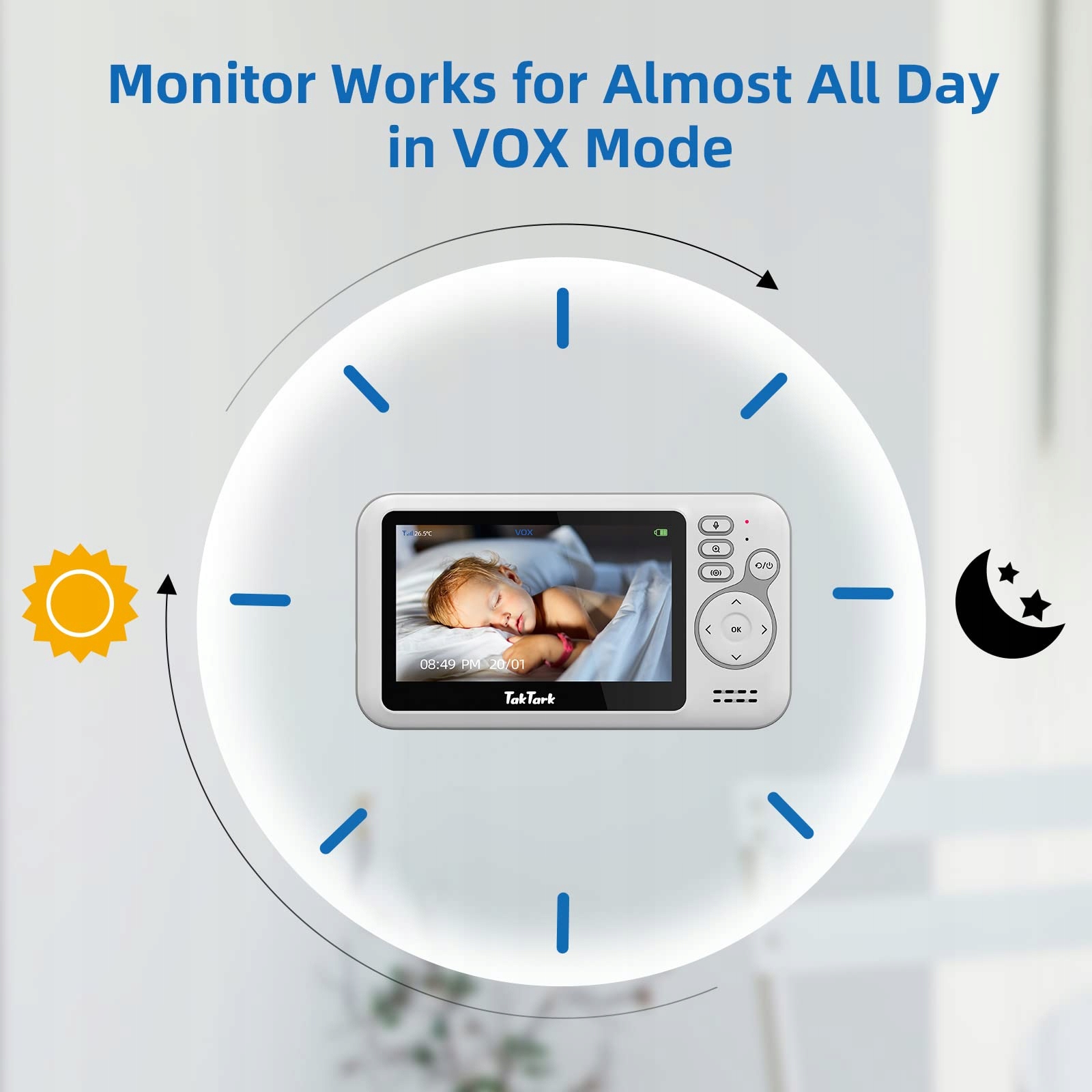 TAKTARK Niania Elektroniczna Kamera 43 Cal Baby Monitor VOX Audio — miniatura 8