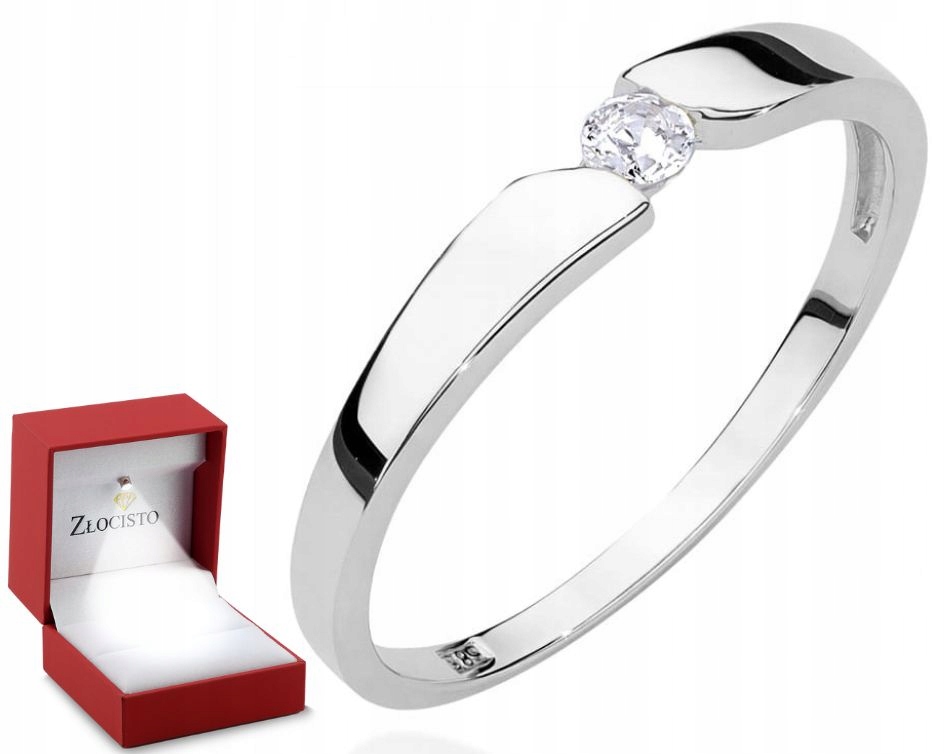 Bílé Zlato Prstýnek Briliant Gravírování Dárek 585