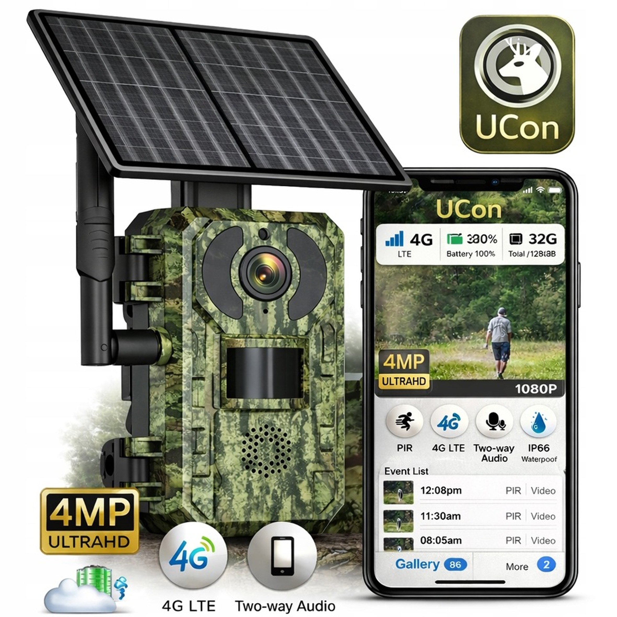 Kamera Leśna Fotopułapka Solarna 4G Gsm Lte Solar Podgląd na Żywo