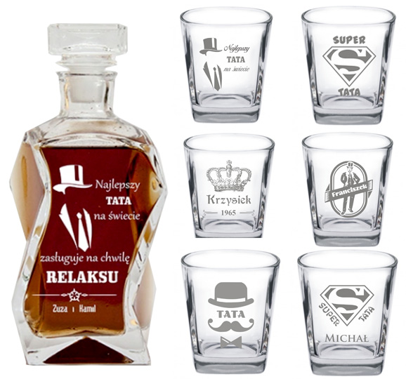 

Karafka 6 szklanek z Grawerem Dzień Ojca Urodziny