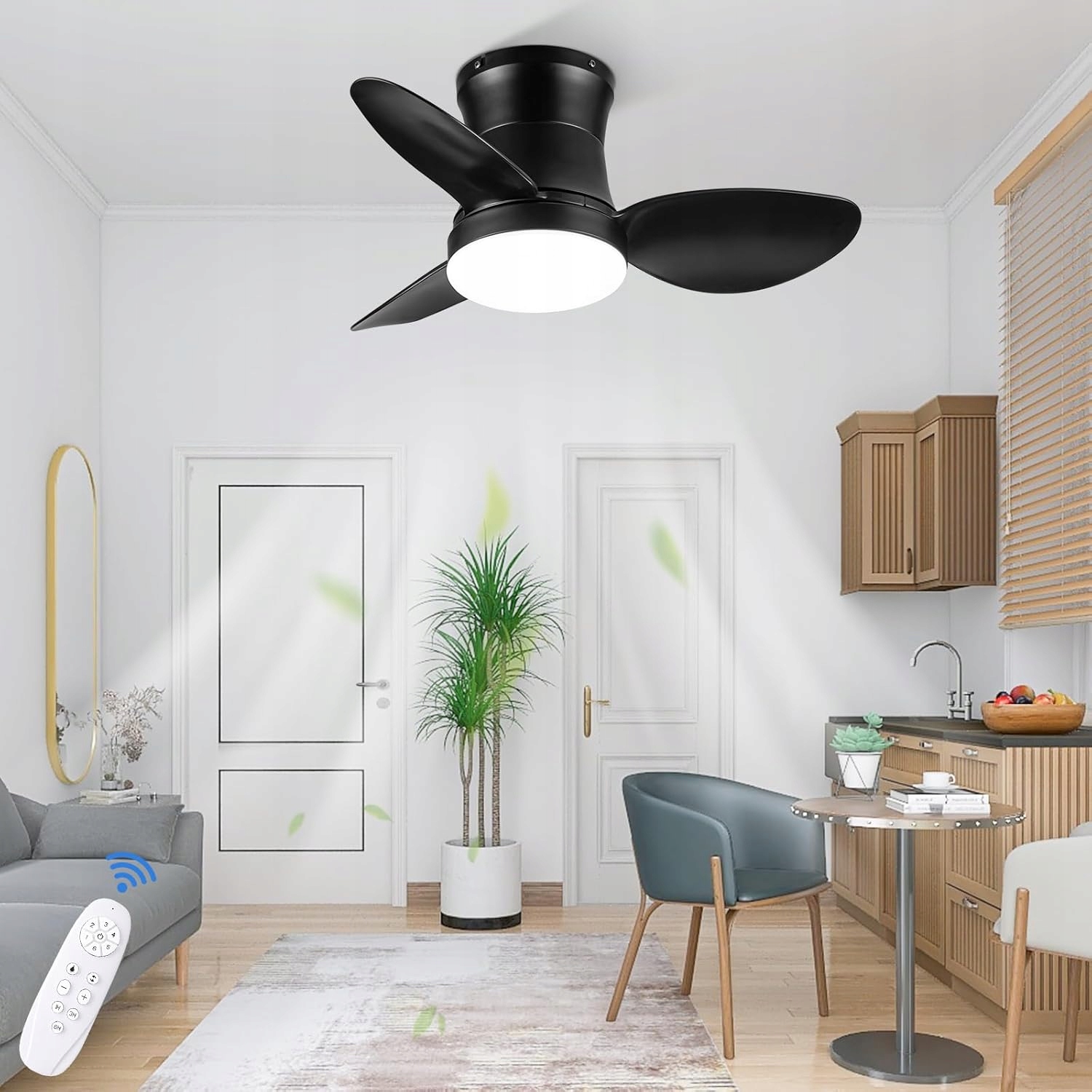 Autoday Tichý stropný ventilátor so svetlom, priemer 62 cm
