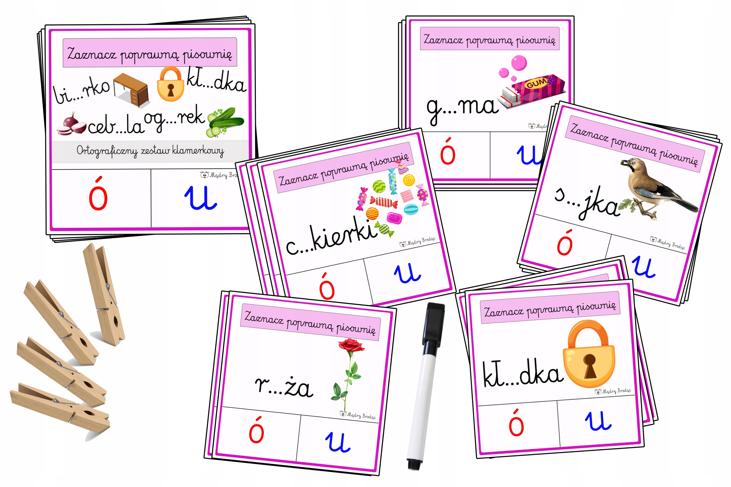 

Klamerkowe Pomoce ortograficzne ** wyrazy z Ó U