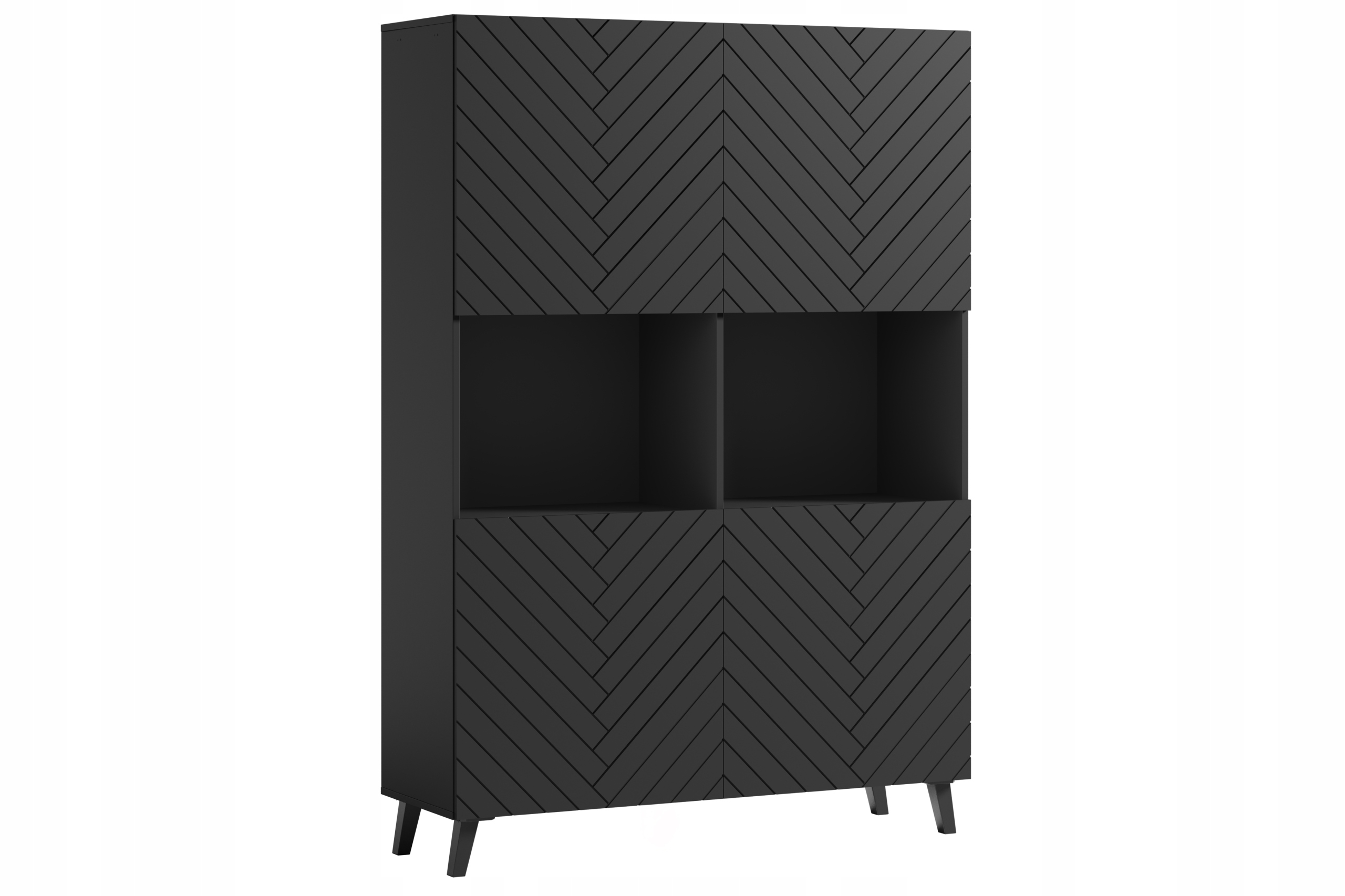 Vysoká komoda Phuket 160 cm, přední strany z Mdf, vitrína, s tlumením dovírání