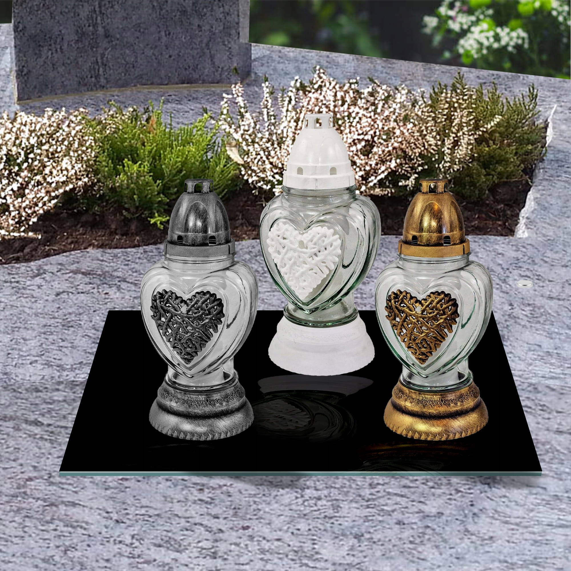 SZKLANA PODSTAWKA POD ZNICZE 30x20cm Czerń 486a Materiał szkło hartowane