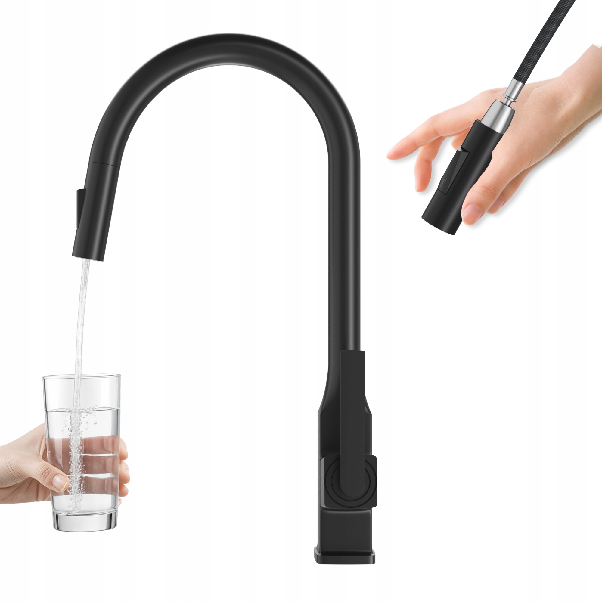 Batéria S Výsuvným Kuchynským Výtokom, Dvojfunkčné Slúchadlá, Čierna Matná Paso