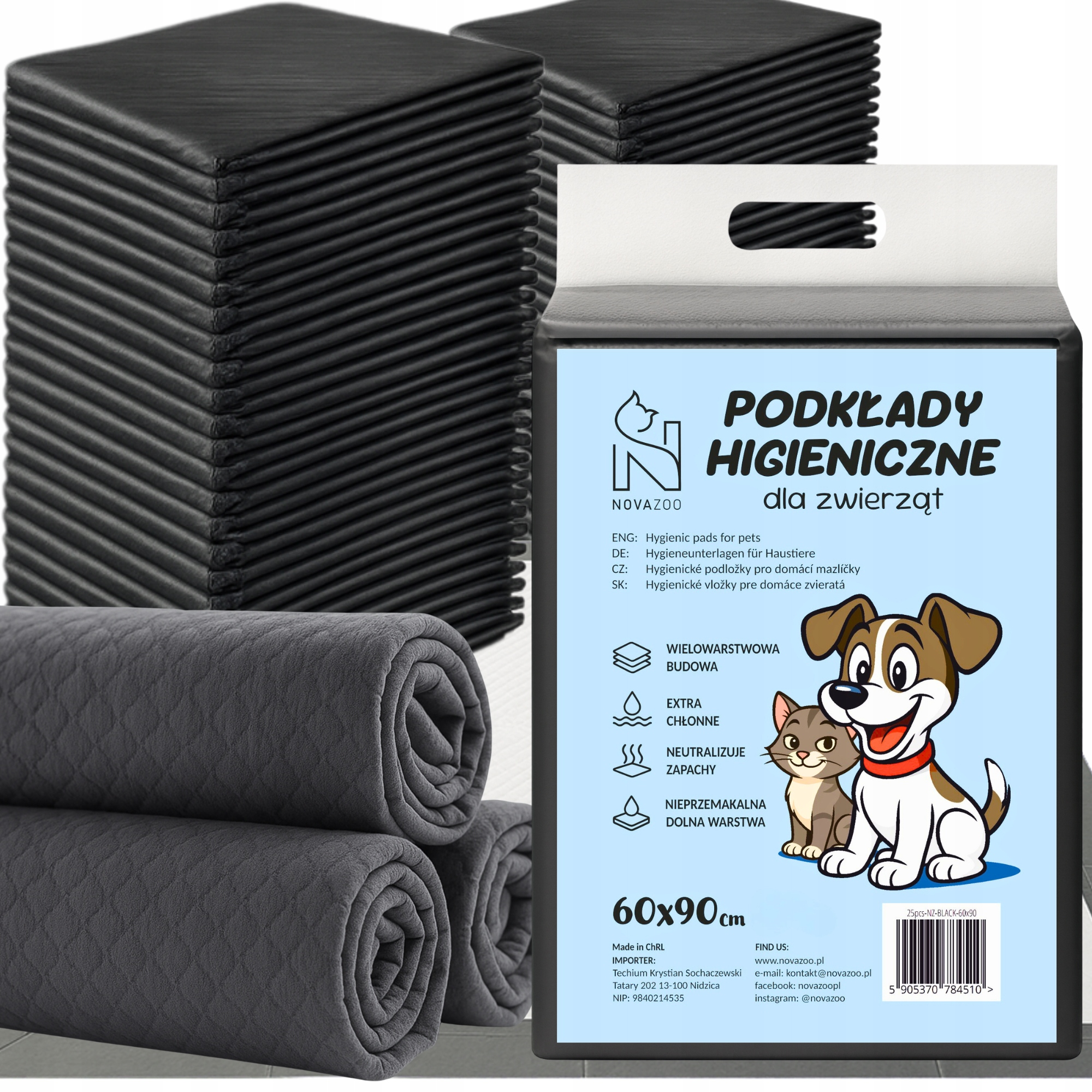 Hygienické Podložky Absorpční Podložky Na Jedno Použití Aktivní Uhlí 60x90 100 ks
