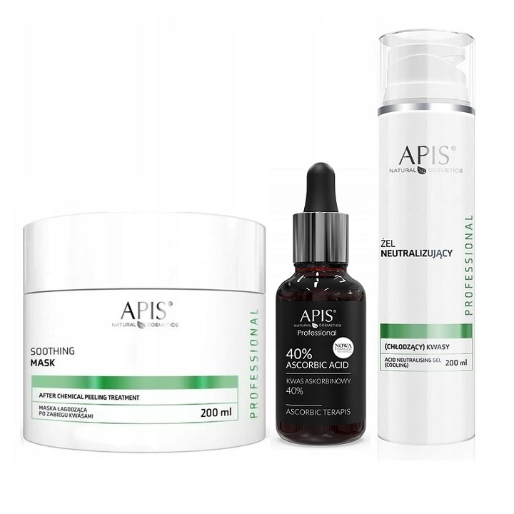 Kwas askorbinowy 40% zabieg eksfoliacji APIS neutralizator maska łagodząca