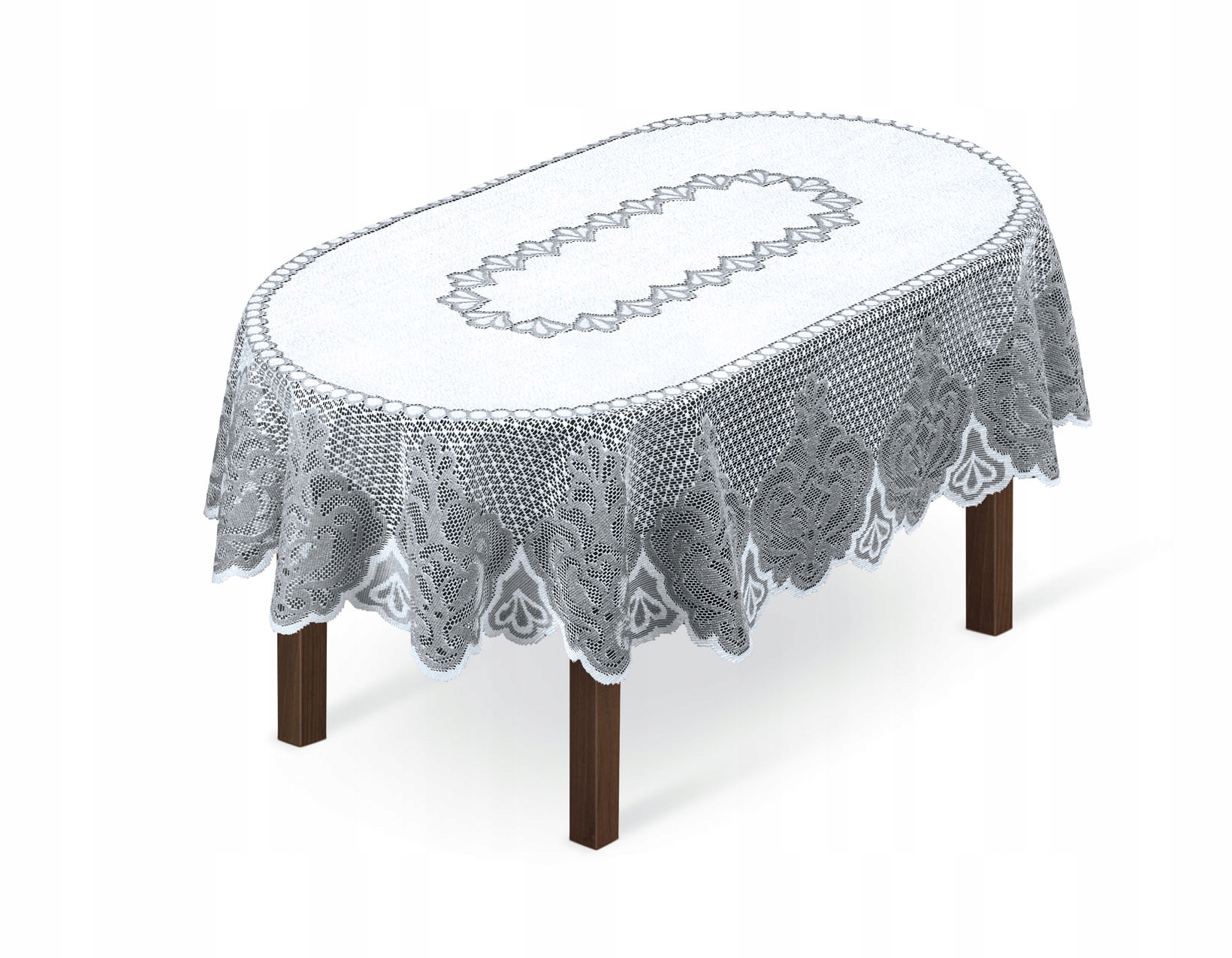 Obrus żakardowy 140x240 owalny odcienie szarości