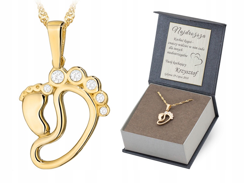 Zlatý Komplet pr. 585 Řetízek 40 cm Přívěsek Ažurové Nohy 14k Gravírování