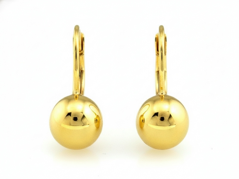 Zlaté dámské náušnice 585 kuličky s anglickým zapínáním, ideální jako dárek