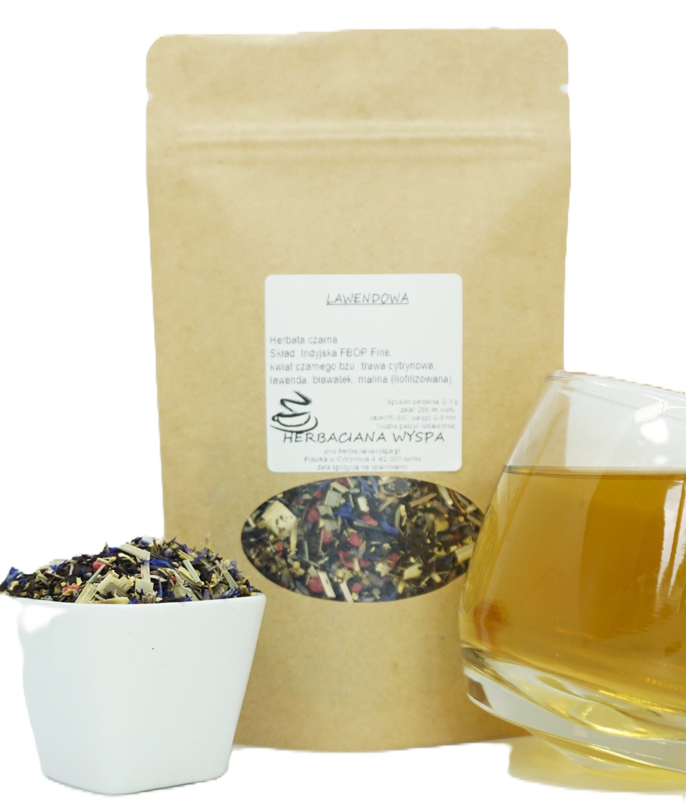 Lavendový černý čaj o hmotnosti 1 kg uhasí žízeň a osvěží