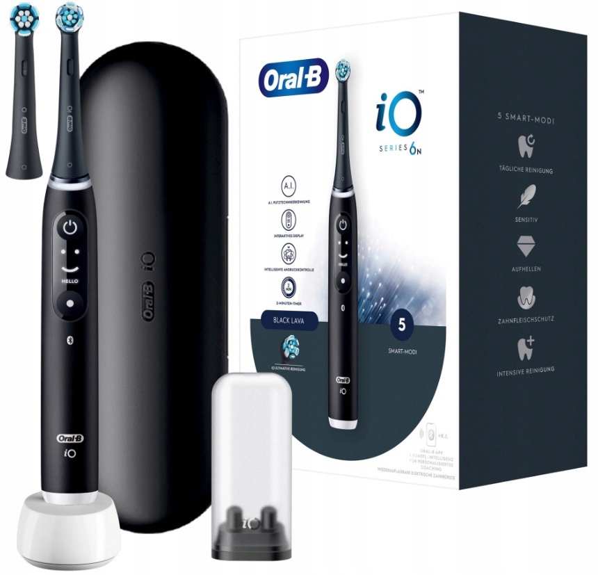 Oral-B iO 6 Seria Black Lava Szczoteczka 2 końcówki Etui stojak higieniczny