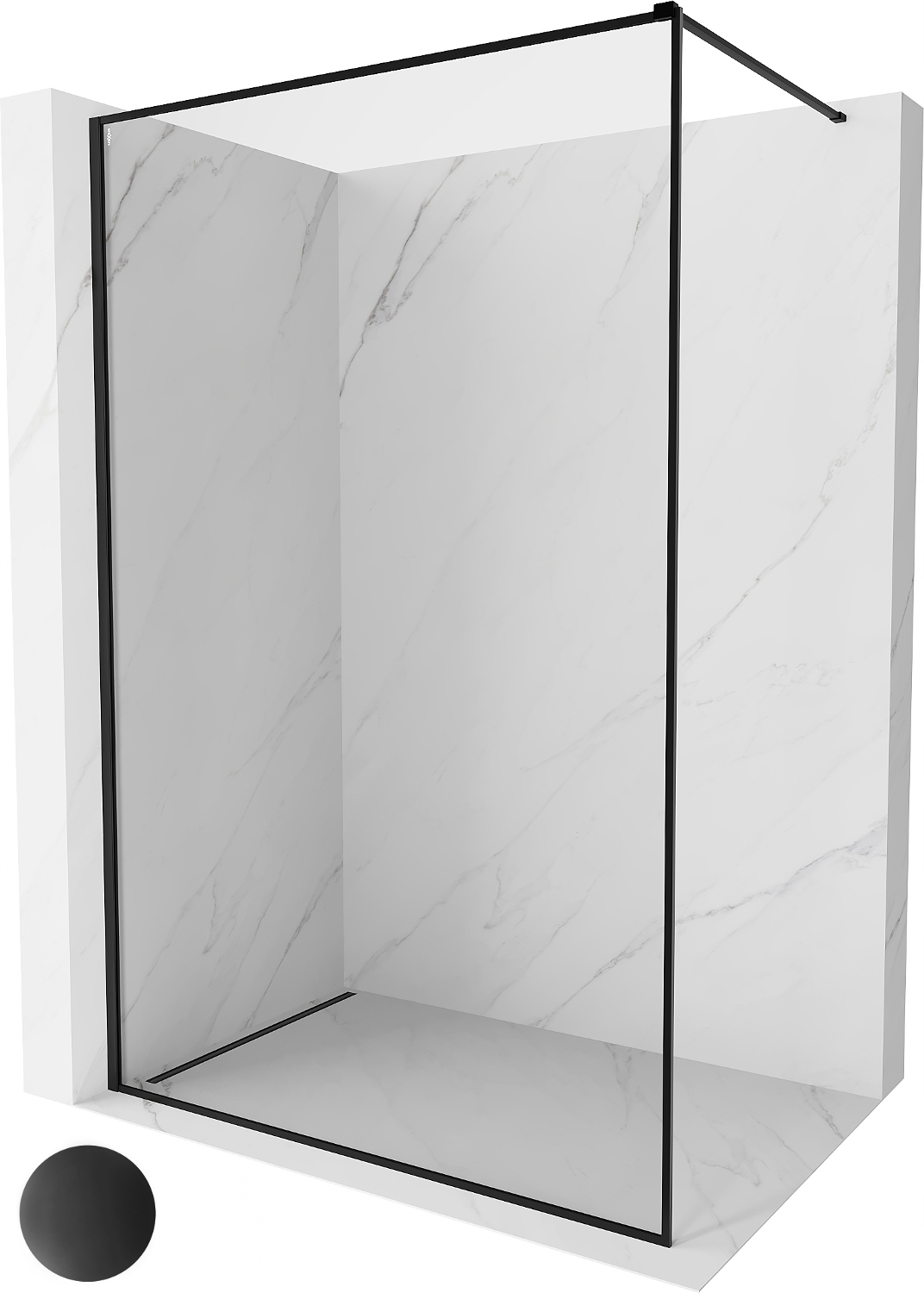 Mexen Kioto-f Ścianka Prysznicowa Walk-in 95x202 CM Ramka Czarna 8 mm