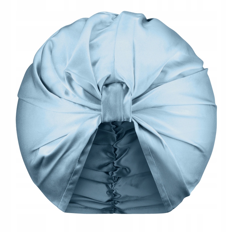 100% Jedwabny DWUSTRONNY Turban Zawój Stylowy Czepek na Włosy Grey Blue