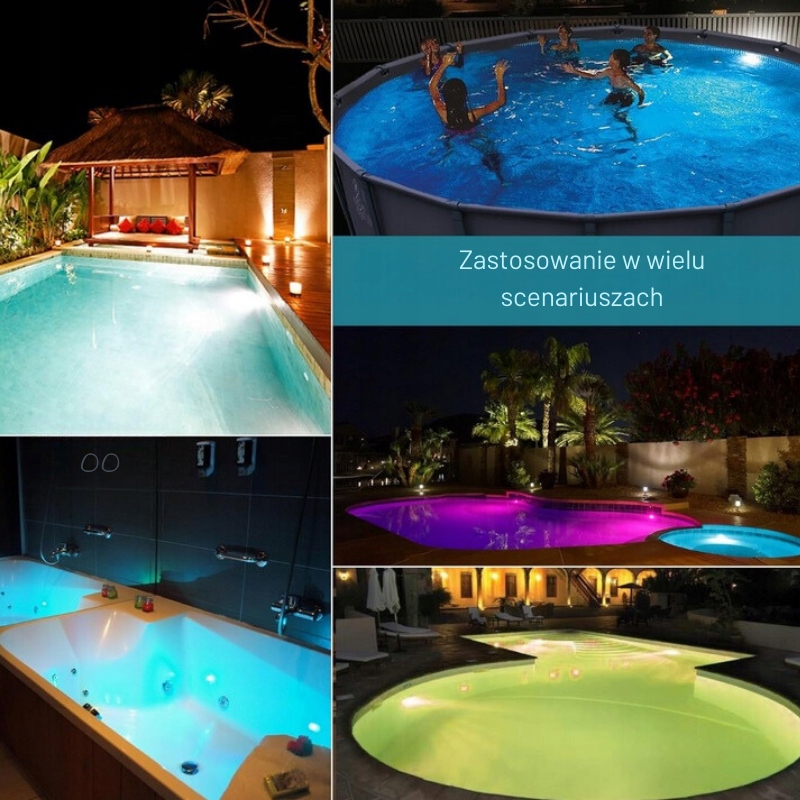 Lampka basenowa led RGB na akumulator do jacuzzi magnetyczna pilot IP68 Marka inna