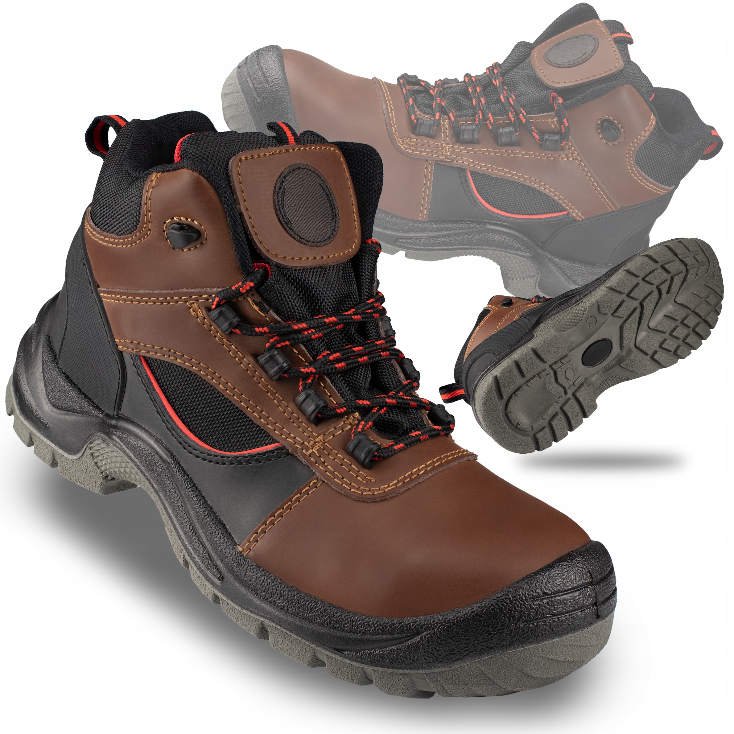 Buty Robocze męskie Trzewiki Robocze Obuwie Ochronne skórzane Bez Podnoska