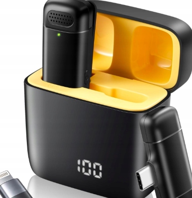 Kravatový Mikrofon 2,4 GHz Pro Iphone A Android S Nabíjecím Pouzdrem