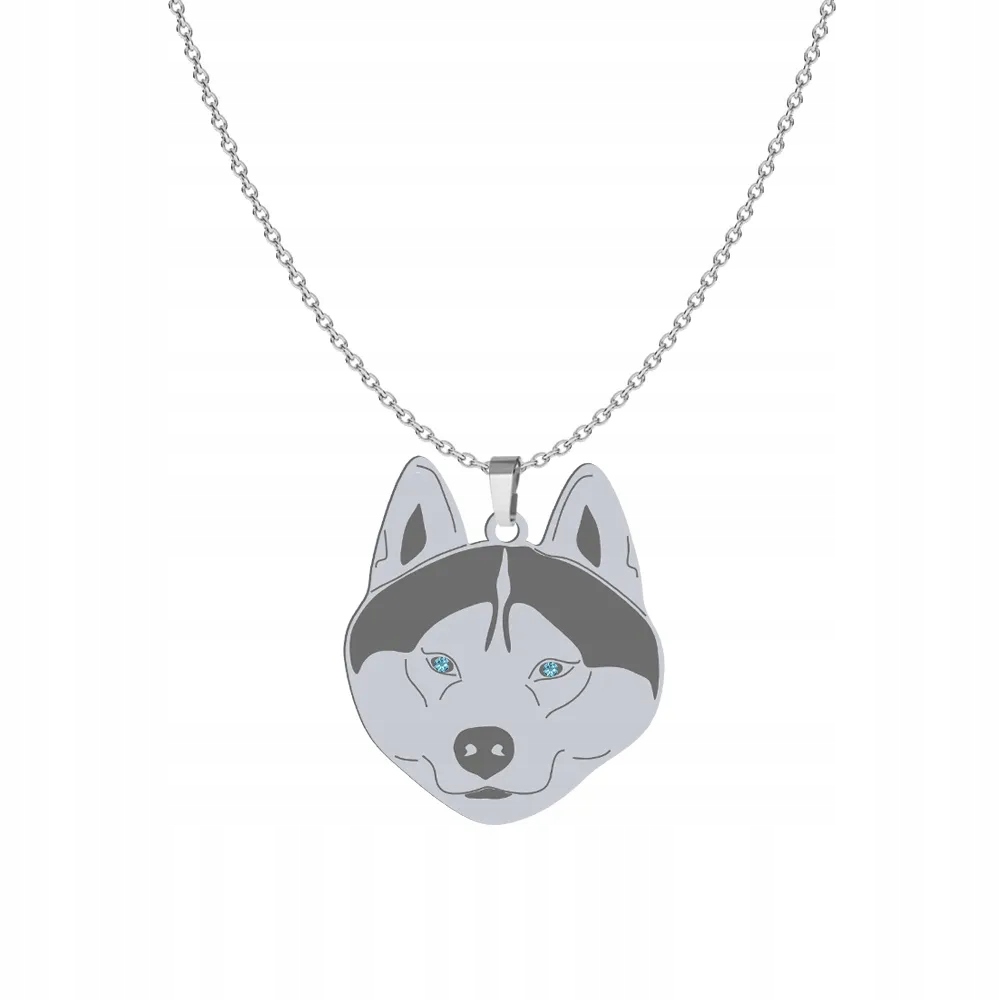 Stříbrný náhrdelník se psem Siberian Husky 925 Dedikace Gravírování Bonus