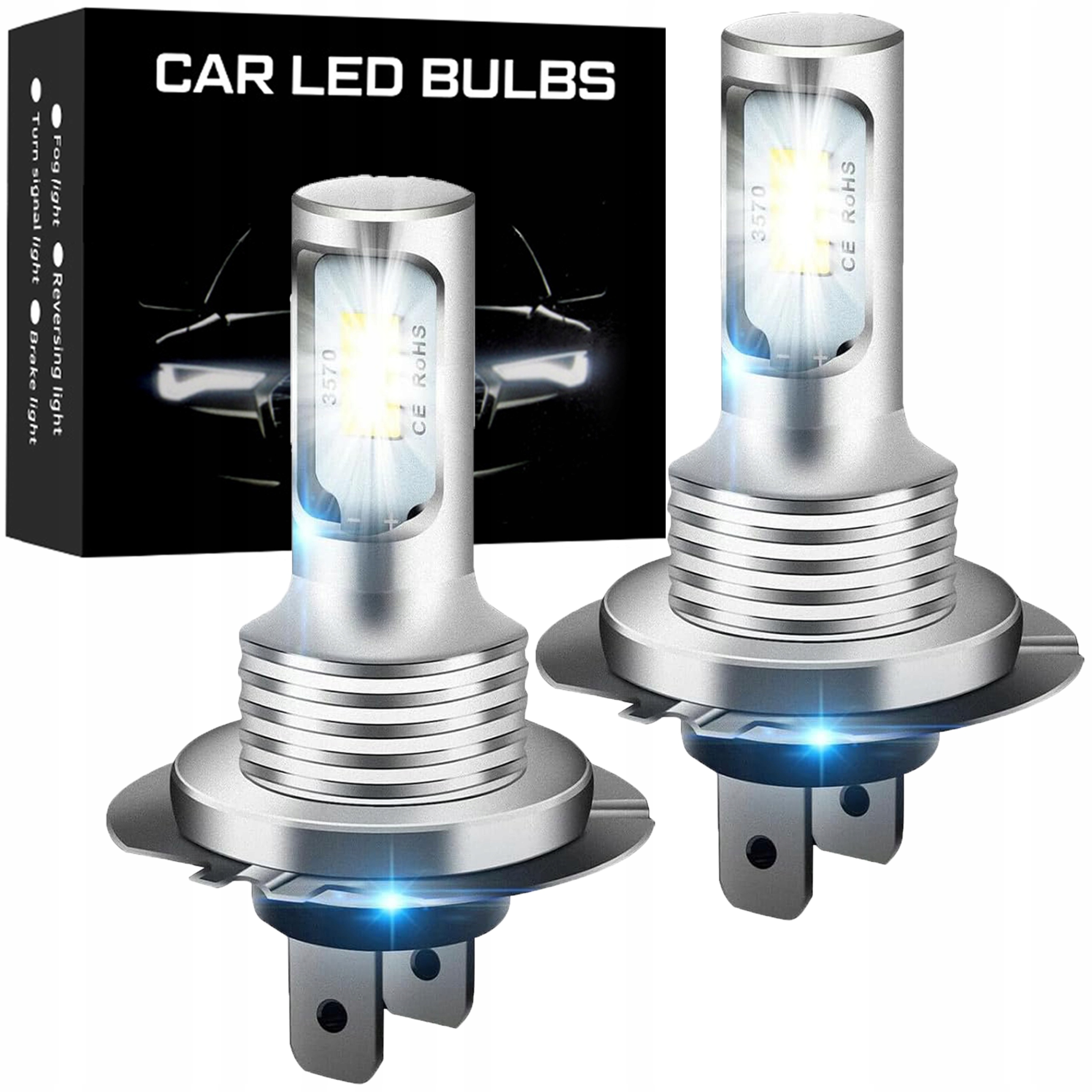 2x Żarówki Led H4 komplet Mocne 4000 LM 6500K Led 1:1 60W Canbus 12V