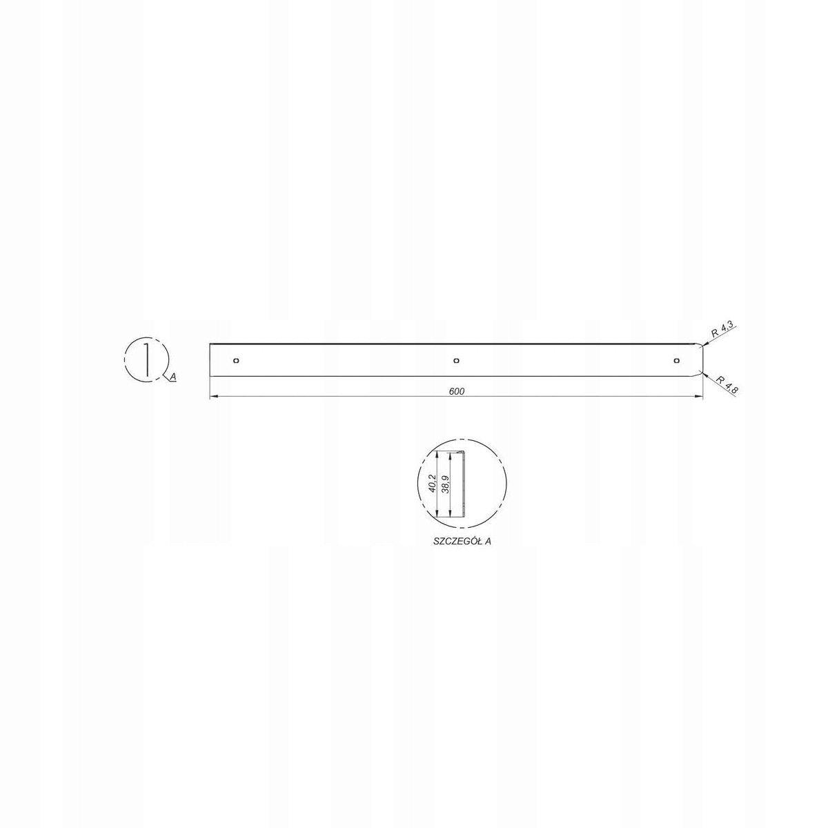 Listwa aluminiowa boczna P R3 Rejs Rodzaj łącznik
