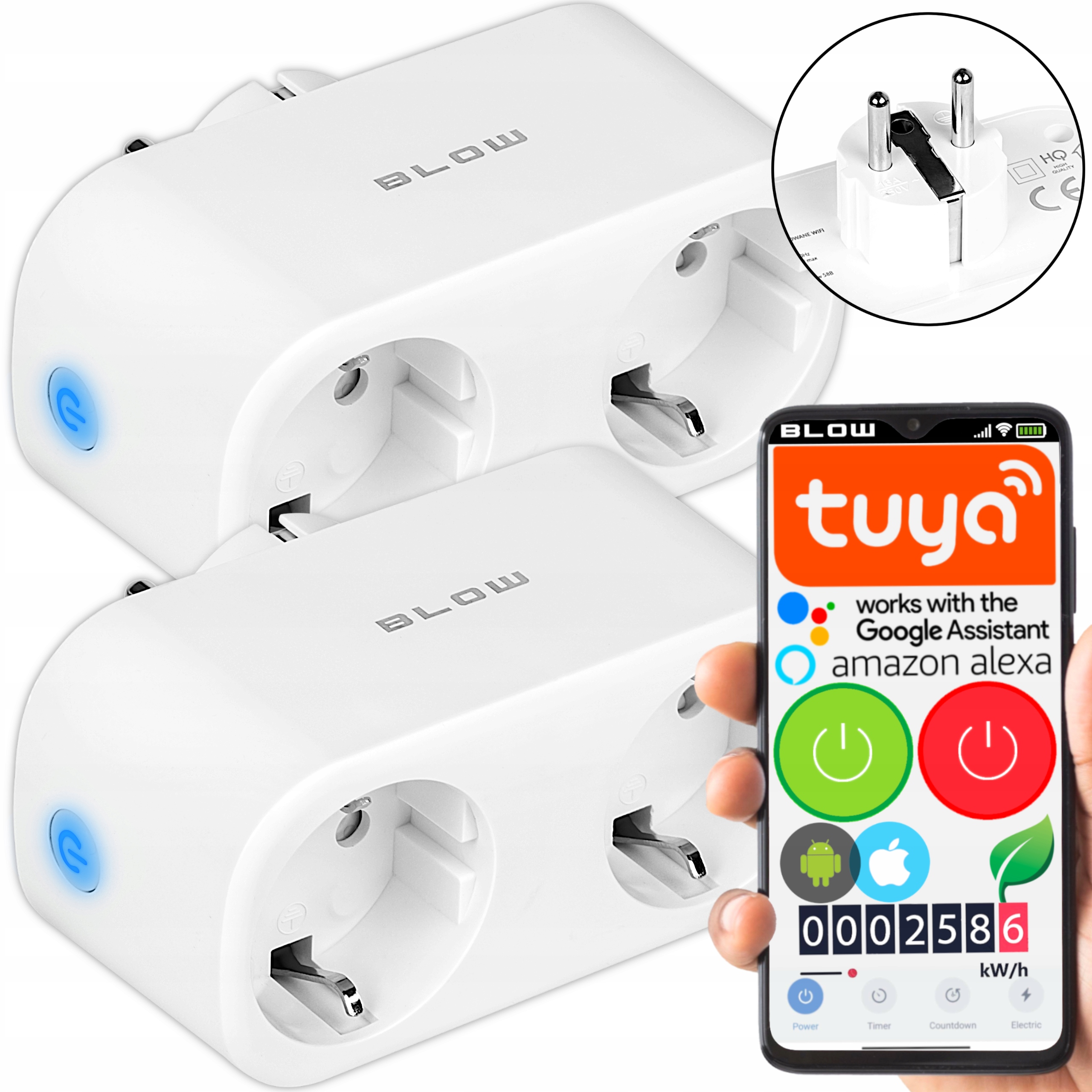 

2w1 Podwójne gniazdko Watomierz Tuya Smart WiFi