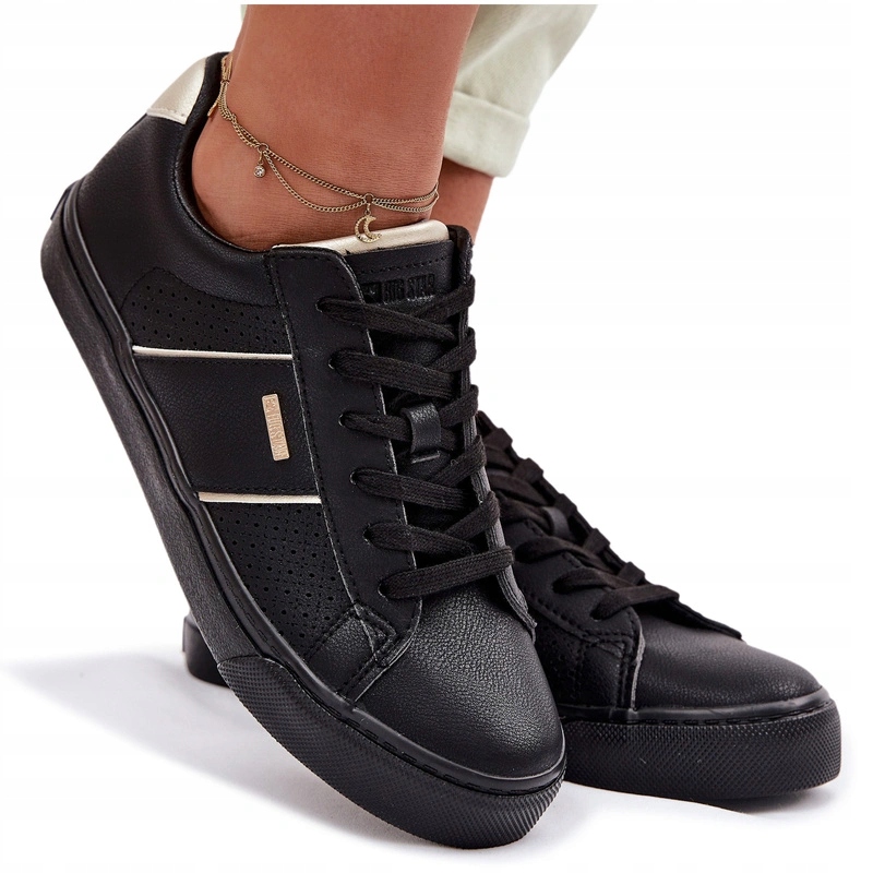 Dámské Tenisky Eko Kůže Nízké Ažurové Big Star TT274290 Černé 38