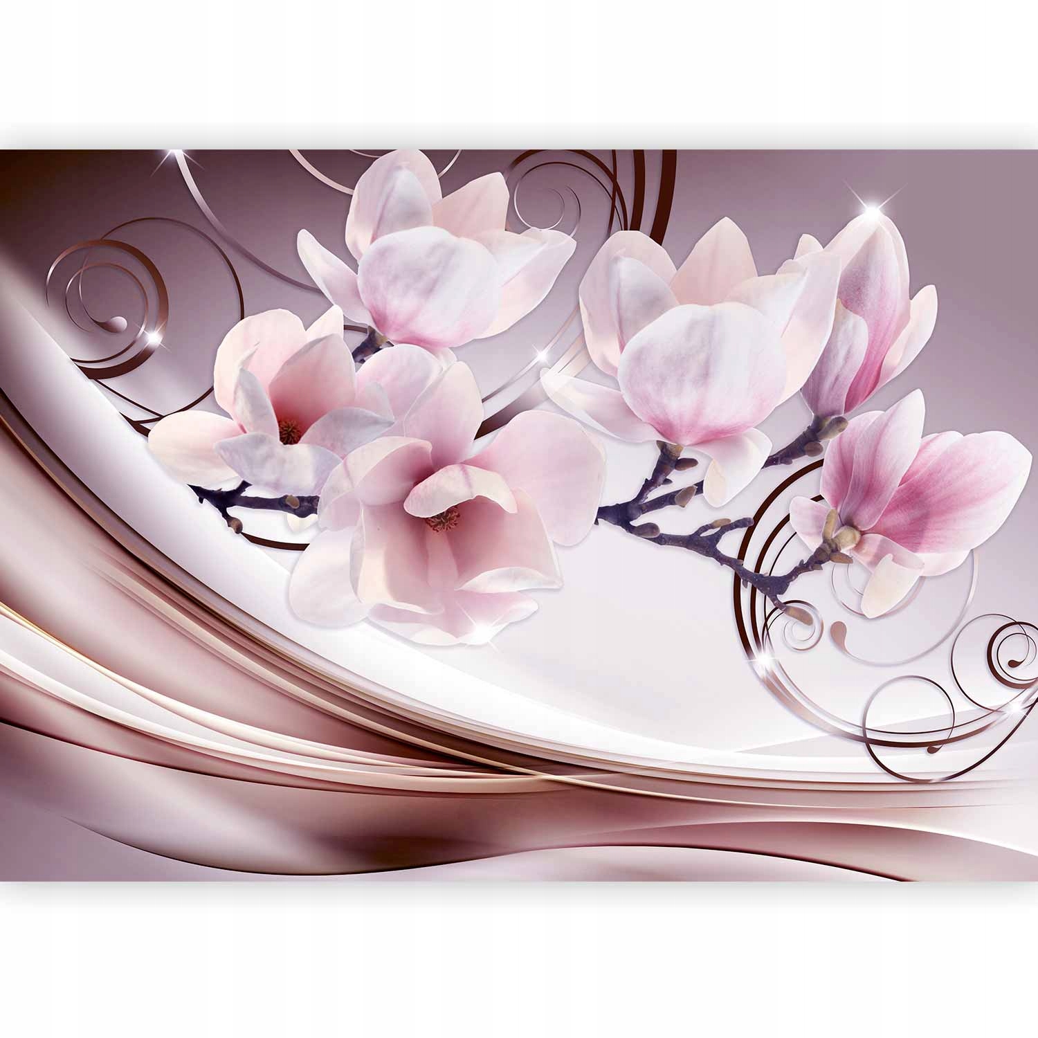 Fototapeta Kwiaty Magnolia Fiolet Róż Nowoczesna Ściana Salonu 3D 350x256