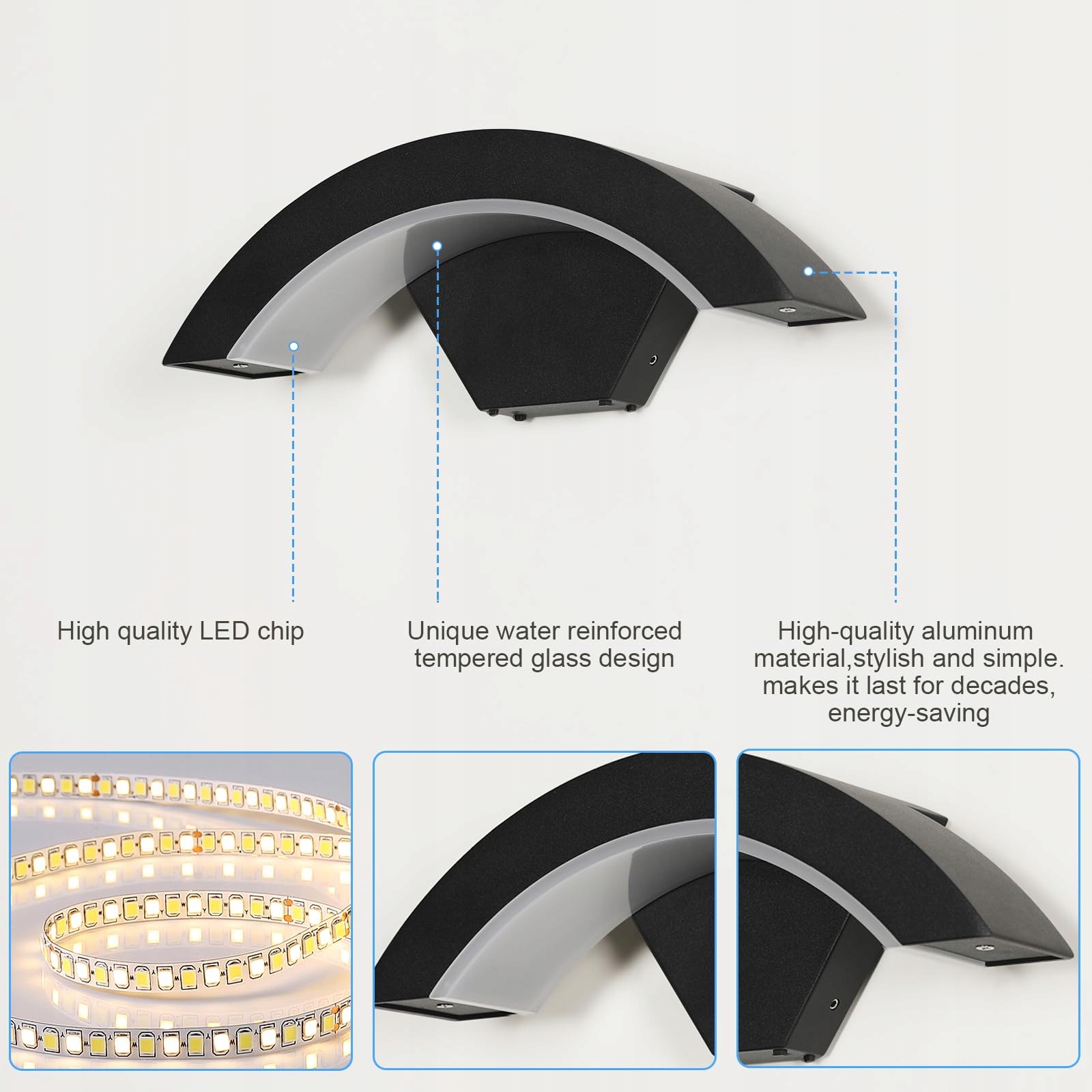 DAXGD LED Wandleuchte Zewnętrzna 24W IP65 Czarna Nowoczesna 3000K — miniatura 5