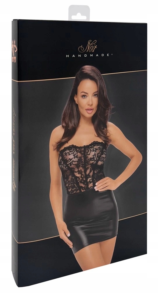 Noir Libido L Černé mini šaty s krajkou a šněrováním
