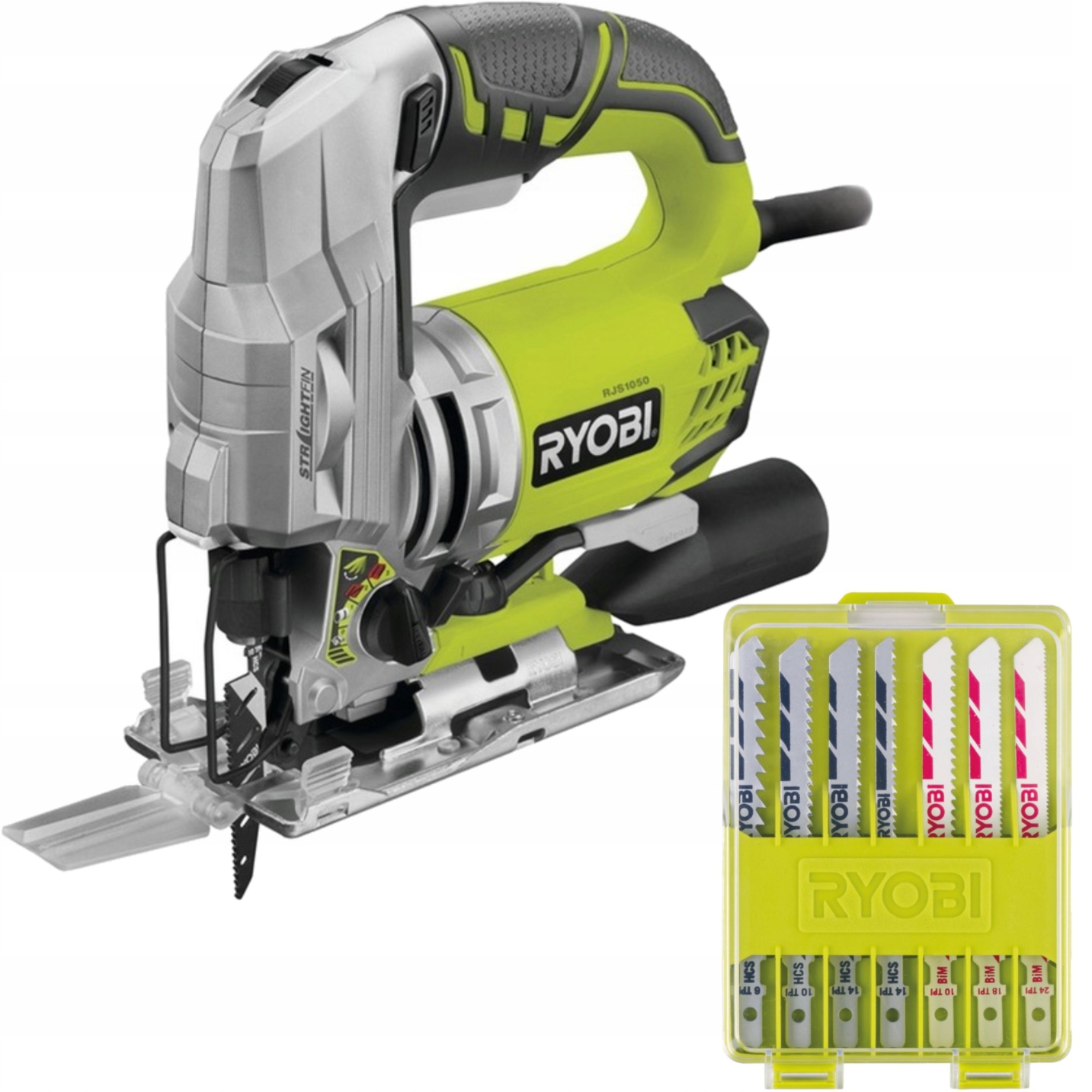 Ryobi Pila RJS1050-K 680W Led Kufr Sada pilových listů 10 ks